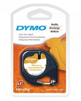 Dymo LetraTag tape 18769 12mm zwart op wit opstrijkbaar