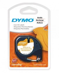 Dymo LetraTag tape 18769 12mm zwart op wit opstrijkbaar
