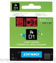 Dymo D1 tape 40917 9mm zwart op rood