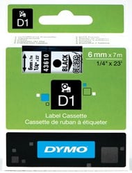 Dymo D1 tape 43610 6mm zwart op transparant