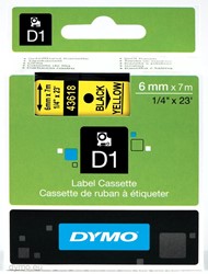 Dymo D1 tape 43618 6mm zwart op geel