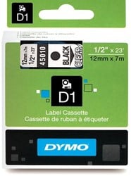 Dymo D1 tape 45010 12mm zwart op transparant