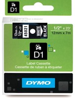 Dymo D1 tape 45021 12mm wit op zwart