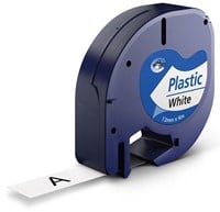 Dymo LetraTag tape 91201 12mm zwart op wit plastic-2