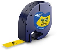 Dymo LetraTag tape 91202 12mm zwart op geel plastic-2