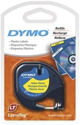 Dymo LetraTag tape 91202 12mm zwart op geel plastic