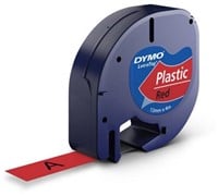 Dymo LetraTag tape 91201 12mm zwart op rood plastic-2