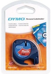 Dymo LetraTag tape 91201 12mm zwart op rood plastic