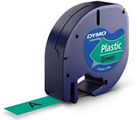 Dymo LetraTag tape 91204 12mm zwart op groen plastic-2