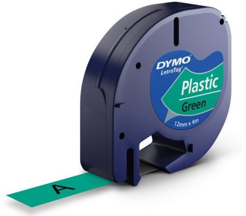 Dymo LetraTag tape 91204 12mm zwart op groen plastic-2