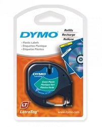 Dymo LetraTag tape 91204 12mm zwart op groen plastic