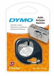 Dymo LetraTag tape 91208 12mm zwart op zilver plastic