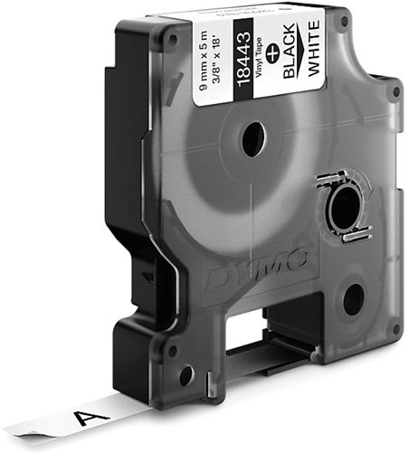 Dymo RHINO label 9 mm zwart op wit vinyl-2