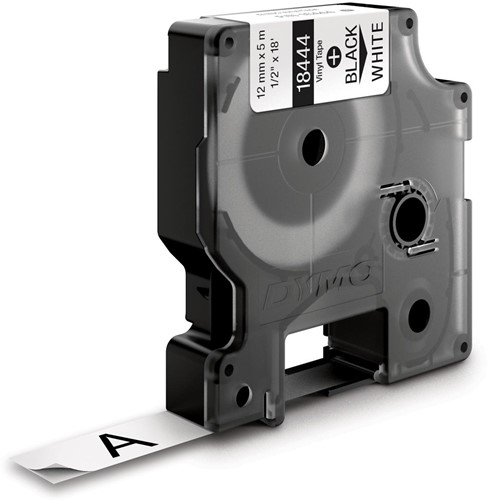 Dymo RHINO label 12 mm zwart op wit vinyl-2