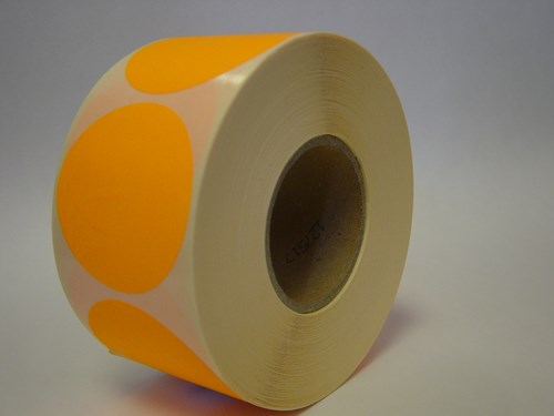 Ronde etiketten op rol fluor oranje 35mm-2