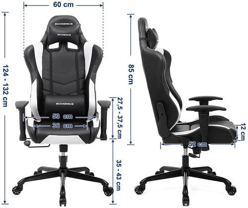 Gaming stoel Songmics PRO 9000 zwart-wit-2