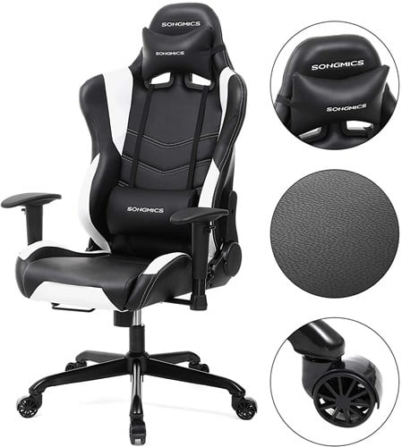 Gaming stoel Songmics PRO 9000 zwart-wit-3