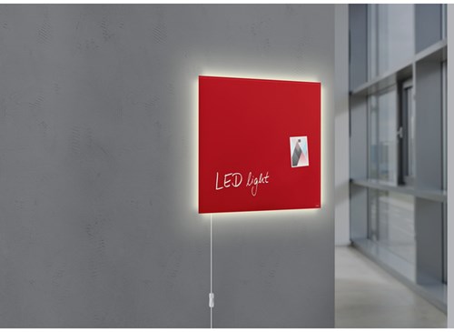 Magneetbord Sigel Artverum LED light 480x480x15mm rood-2
