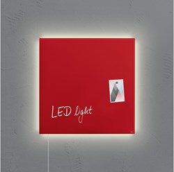 Magneetbord Sigel Artverum LED light 480x480x15mm rood