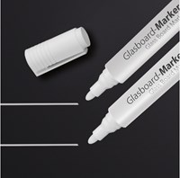 Glasbordmarker Sigel 2-3mm ronde punt 2 stuks in etui wit-3