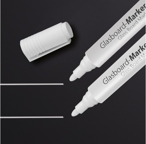Glasbordmarker Sigel 2-3mm ronde punt 2 stuks in etui wit-3