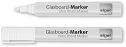 Glasbordmarker Sigel 2-3mm ronde punt 2 stuks in etui wit