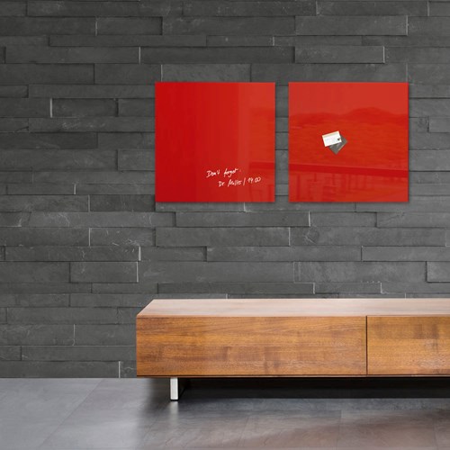 Glazen magneetbord Sigel Artverum 480x480x15mm rood-3
