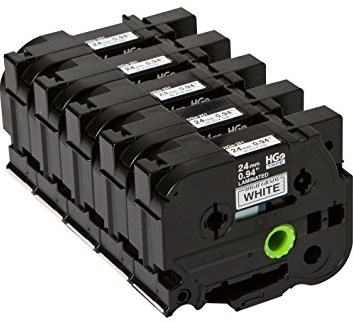 Brother HGE-251V5 zwart op witte labeltape 24mm High Grade-2