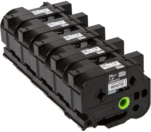 Brother HGE-261V5 zwart op witte labeltape 36mm High Grade-2