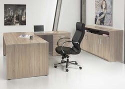 Houten hoekbureau Greywood XTR + ladeblok 210x210cm