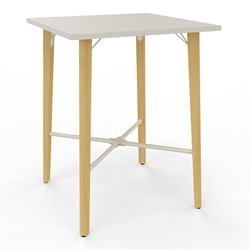 Vierkante hoge tafel met houten poten Robin 80x80