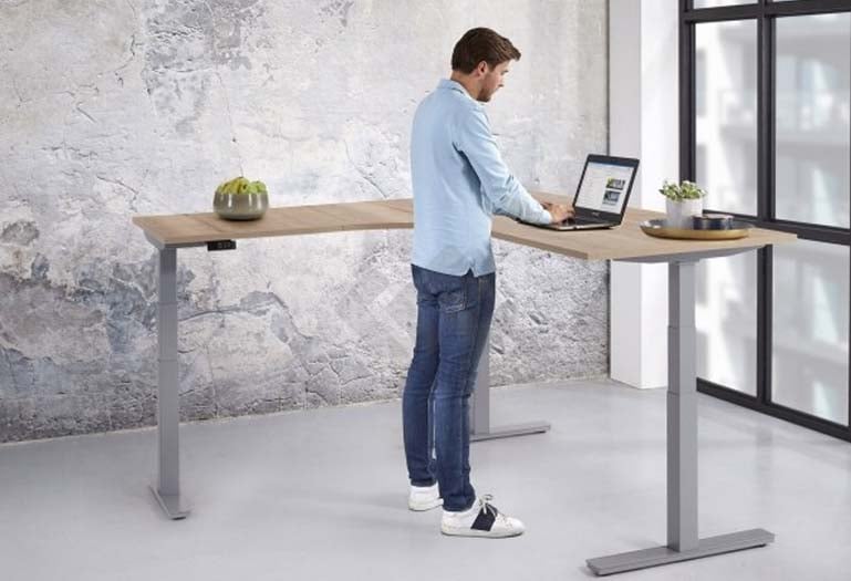 Hoog laag bureau elektrisch verstelbaar hoekbureau-3