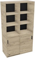 Houten kast met schuifdeuren en vakken 179cm hoog Kara-3
