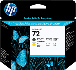 HP 72 printkop C9384A mat zwart + geel