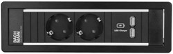 Inbouw bureau stopcontact met USB Bachmann Power Frame 2 x230V + 2x USB charge