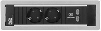 Inbouw bureau stopcontact met USB Bachmann Power Frame 2 x230V + 2x USB charge-3