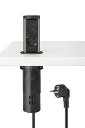 Inbouw stekkerdoos Pop-Up 1x 230V + USB lader + draadloze lader