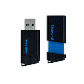 Integral Pulse USB stick 16GB USB 2.0 zwart/blauw