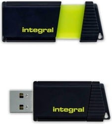 Integral Pulse USB stick 64GB USB 2.0 zwart/geel