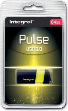 Integral Pulse USB stick 64GB USB 2.0 zwart/geel-3