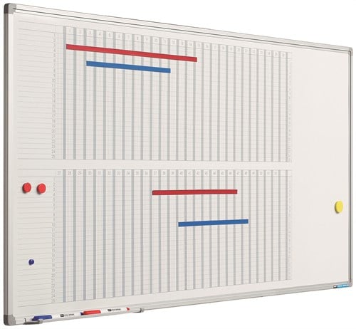Jaarplanner met weeknummers whiteboard 60x120cm