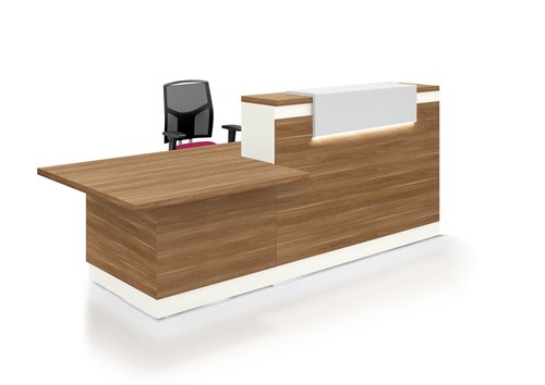 Receptiebalie Welcome met lage aanbouw in houtdecor - Koffie eiken M9 - 289cm breed - Zwart