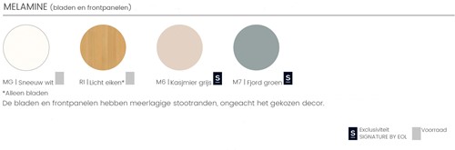 Kleurenkaart werkblad en frontpaneel