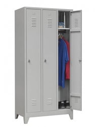 Lockerkast 3 deurs grijs 180 x 89 x 50 cm