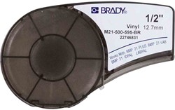 Vinyltape Brady 12,7mm wit op bruin