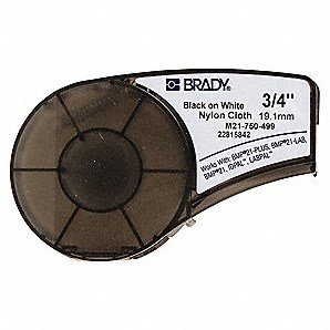 Vinyltape Brady 19mm wit op zwart