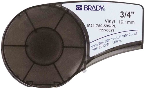 Vinyltape Brady 19mm wit op paars