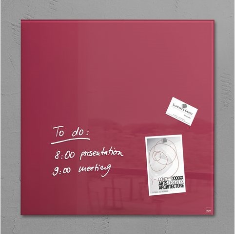 Magneetbord Sigel Artverum 480x480x15mm bessenrood