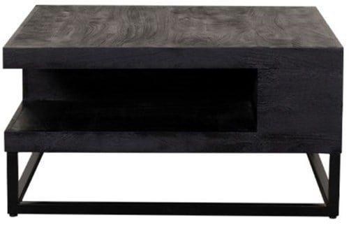 Salontafel mangohout met opbergruimte zwart