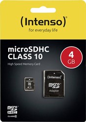 Micro SD kaart Intenso 4GB SDHC class 10